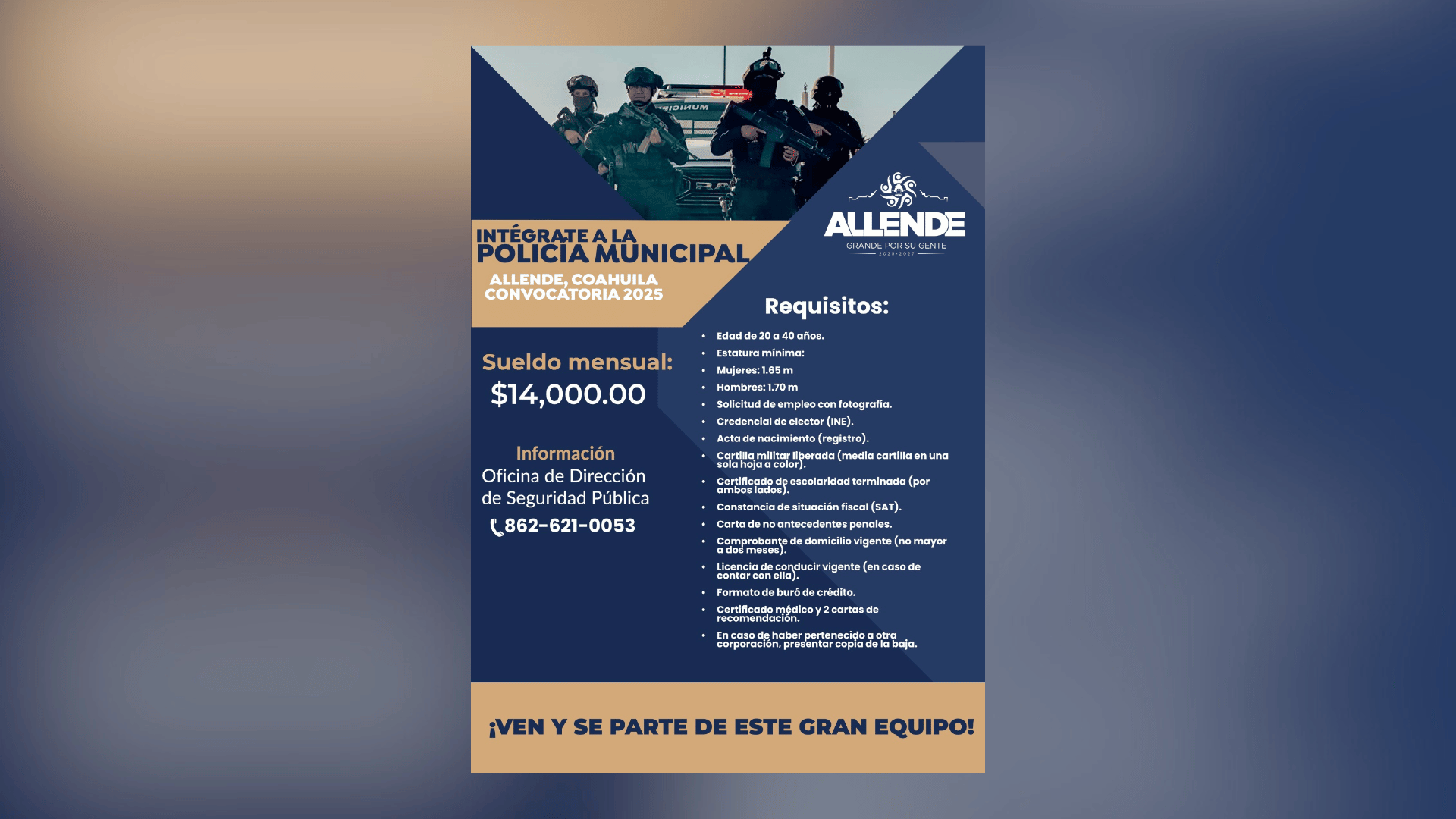 Intégrate a la Policia municipal | Presidencia Municipal de Allende Coahuila